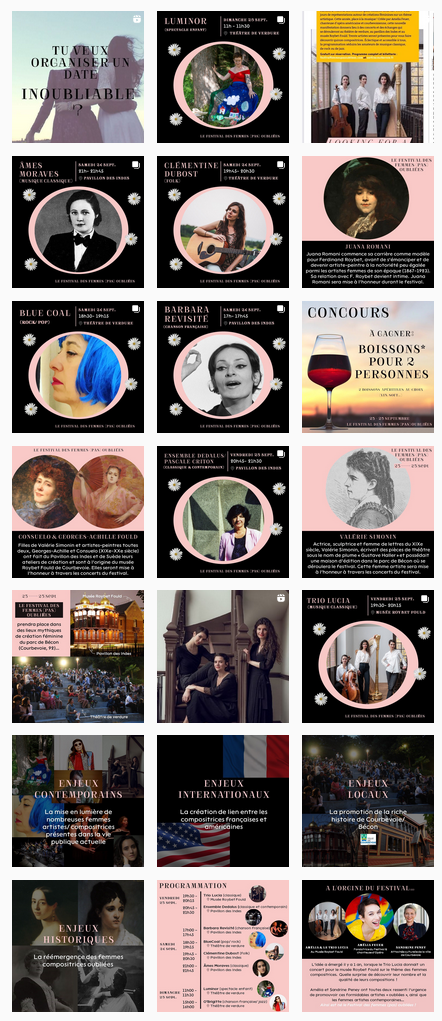 Compte Instagram du Festival des Femmes (pas) Oubliées
